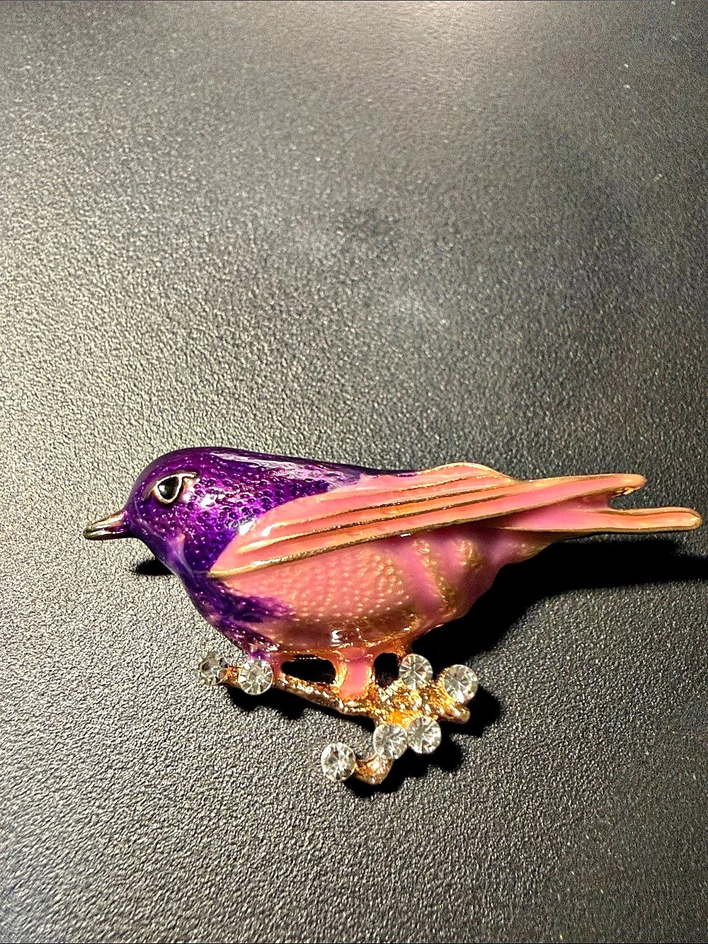 Purple & Gold Bird Brooch